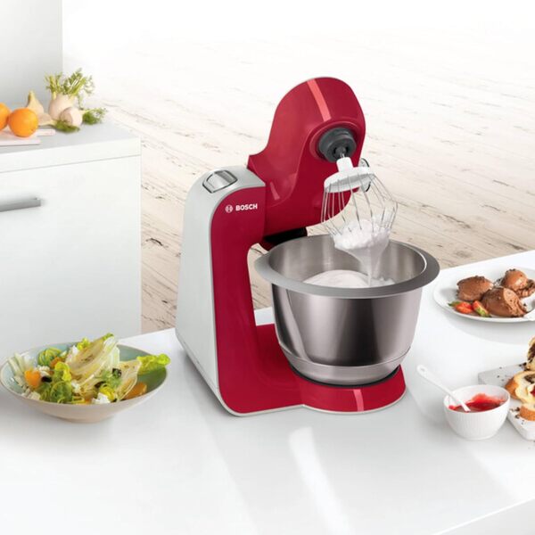 Bosch MUM58720 Kitchen Machine, Acier inoxydable, 1000 W, 3,9 litres, Acier inoxydable et plastique, 7 vitesses, Gris/ Rouge [Classe énergétique B]