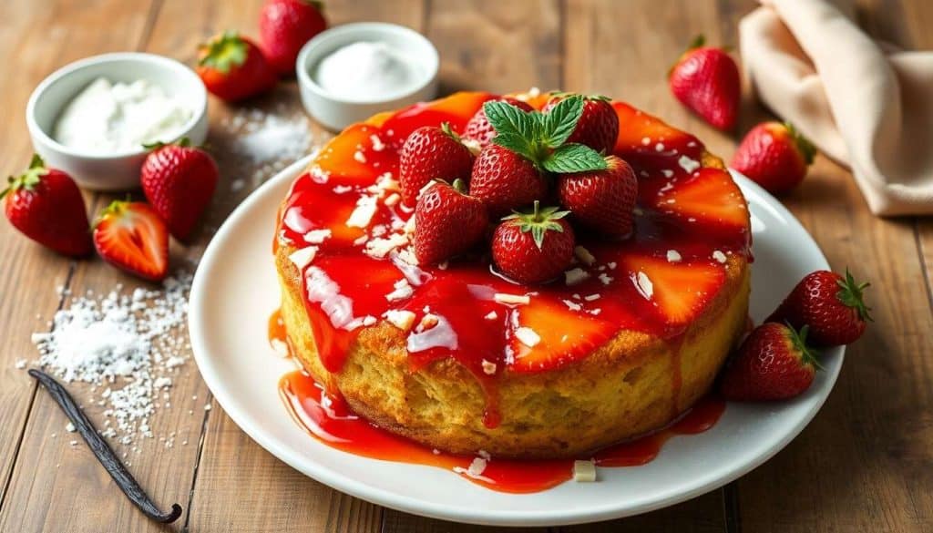 Gâteau renversé fraises chocolat blanc : recette savoureuse