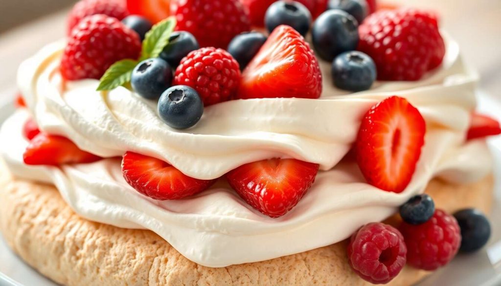 Pavlova aux fruits rouges et fromage frais : une recette savoureuse