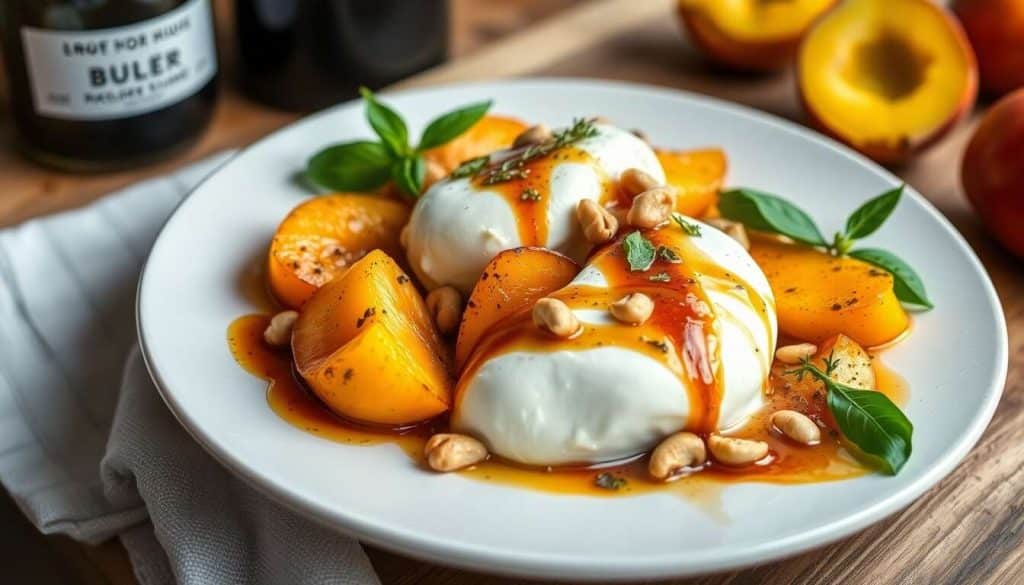 Burrata aux nectarines rôties au miel : la recette facile