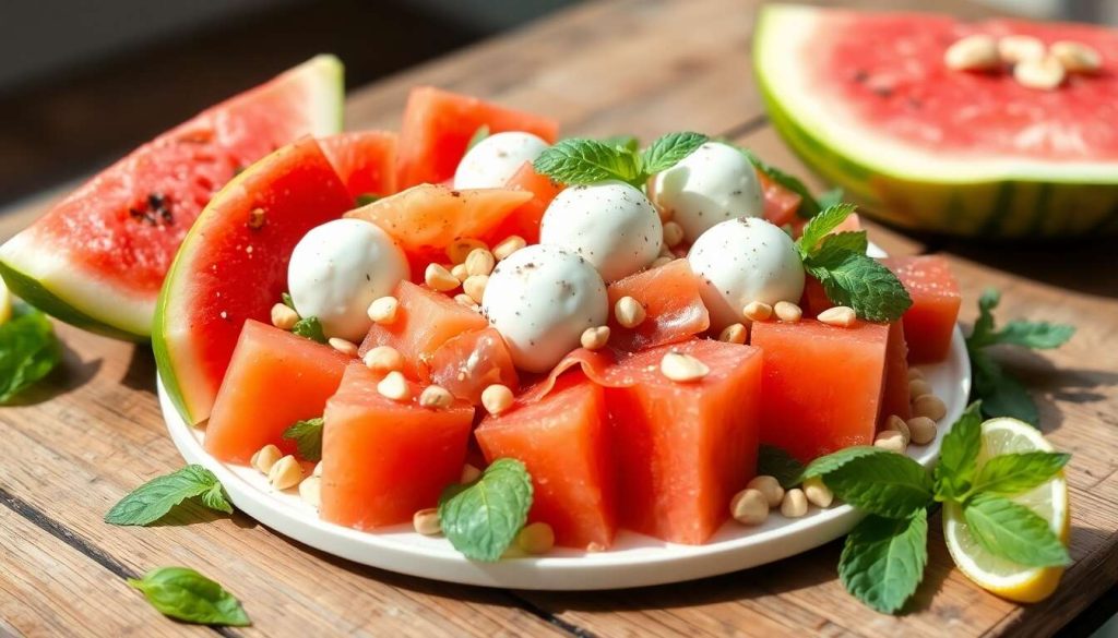 Salade de pastèque et melon aux billes de St Môret : recette estivale fraîche
