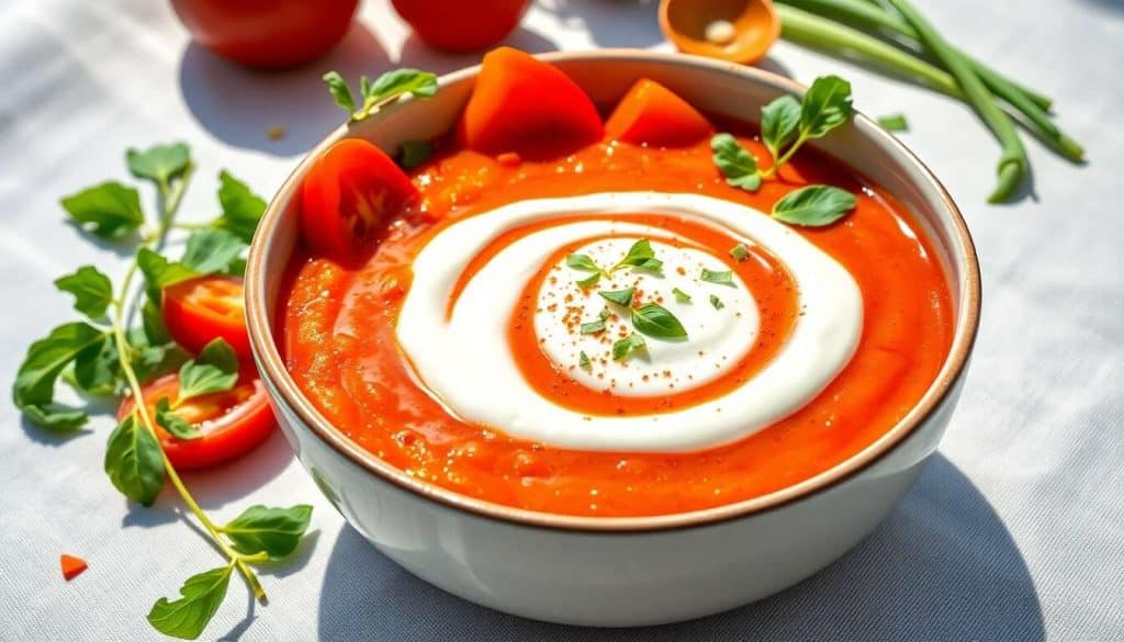 Gaspacho et Chantilly au Fromage de Chèvre Frais : délicieuse Recette d'Été