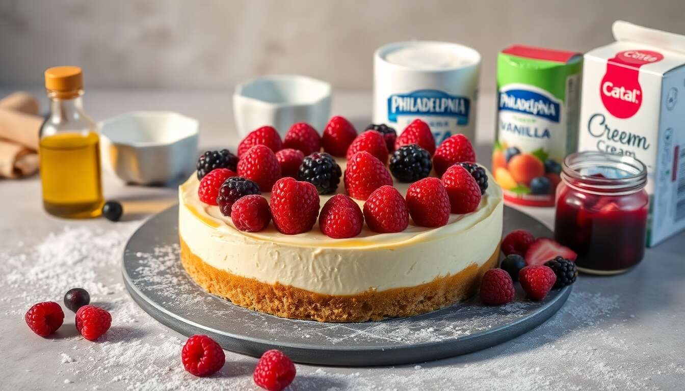 Cheesecake sans cuisson : vanille et fruits rouges