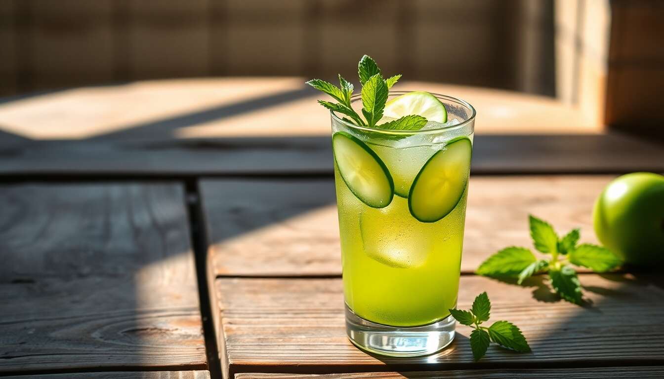 Recette fra&icirc;cheur avec concombre, pomme verte et menthe