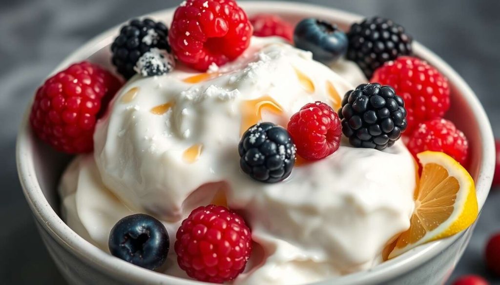 Recette de glace au yaourt grec et fruits rouges