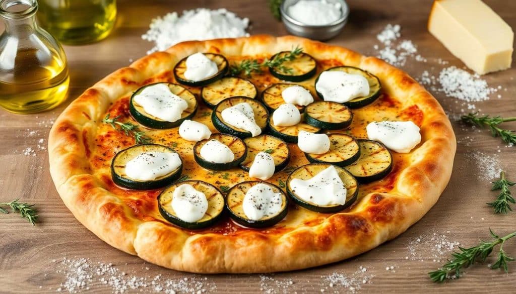 Recette de pizza aux courgettes et chèvre frais
