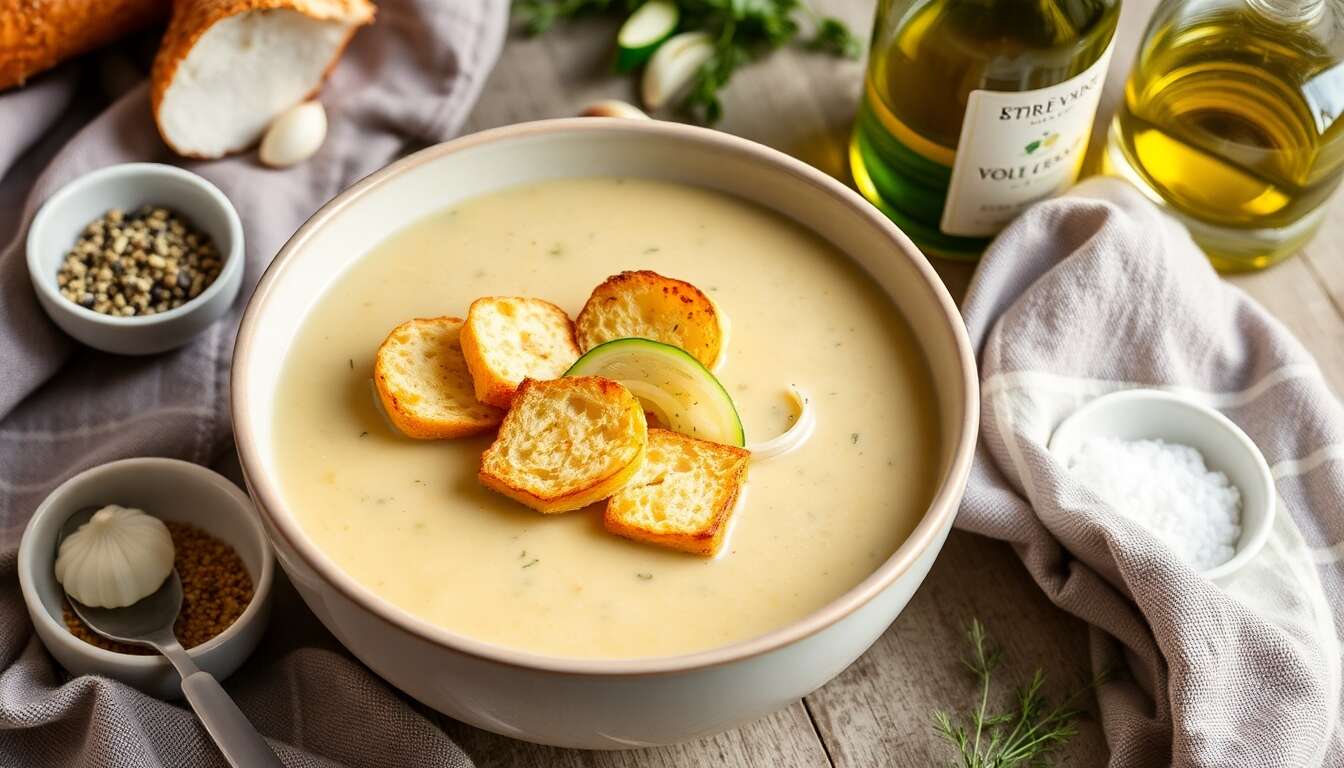 Velouté de Courgettes aux Croûtons de Fromage : recette Délicieuse