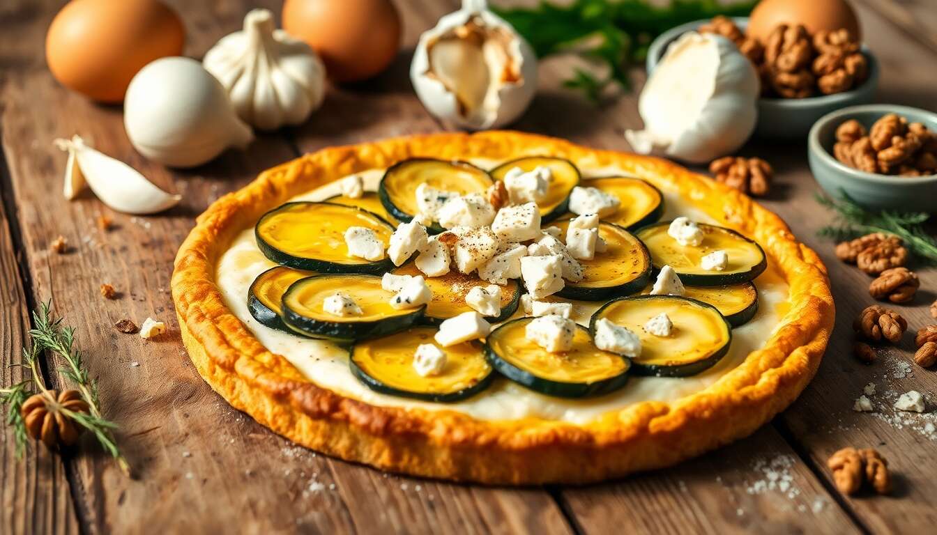 Recette : tarte légère courgettes et crème de bleu