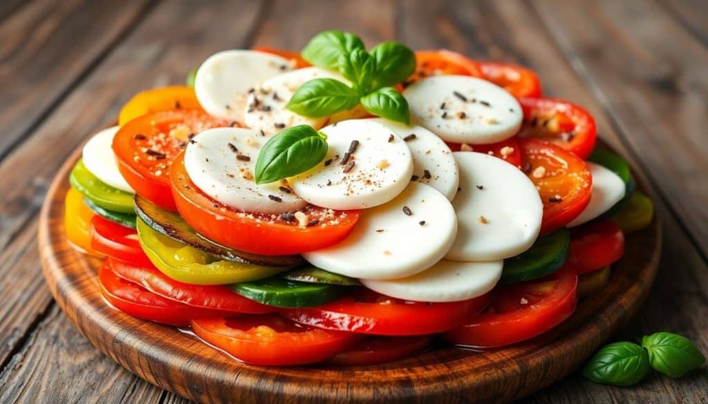 Salade tomate-mozzarella en millefeuille : recette gourmande