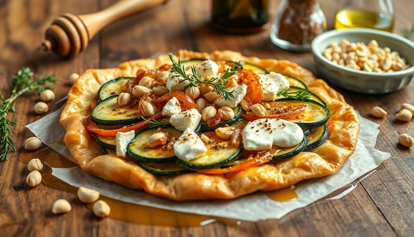 Tarte filo courgettes, miel, échalotes et fromage : recette gourmande