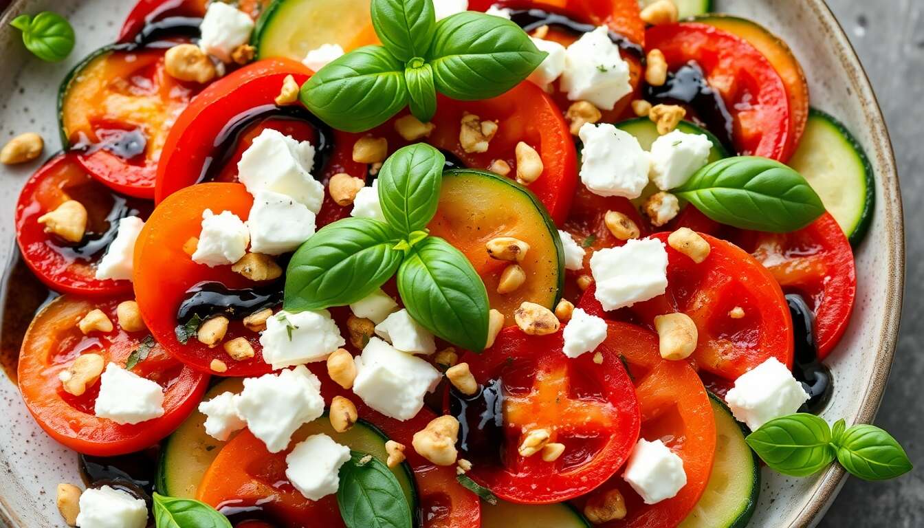 Carpaccio de Tomates et Concombre au Chèvre : recette Simple et Savoureuse