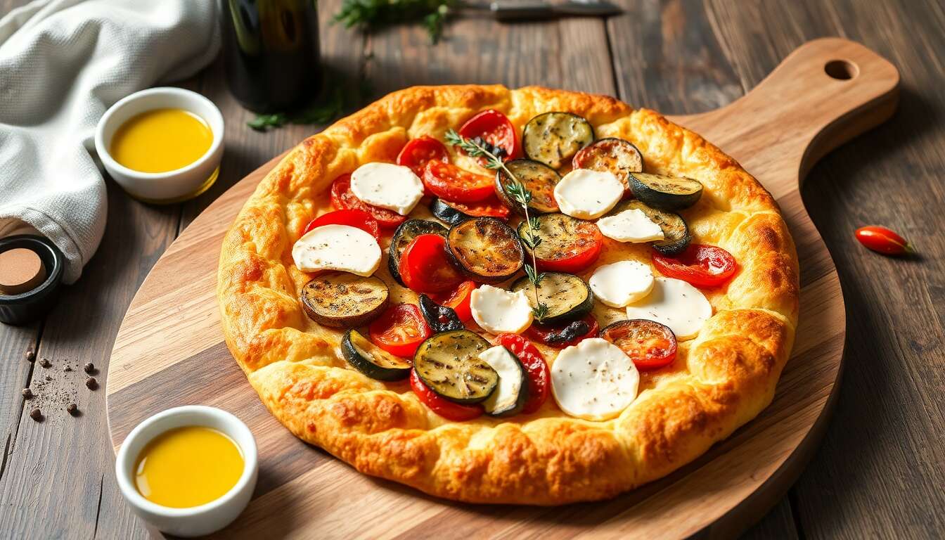 Tarte rustique aux légumes du soleil et fromage de chèvre