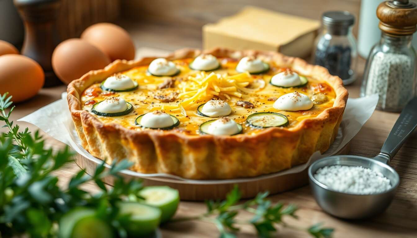 Recette de quiche aux courgettes et fromage frais