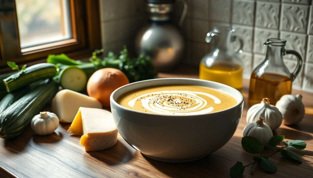 Velouté de courgettes au camembert : recette savoureuse et facile