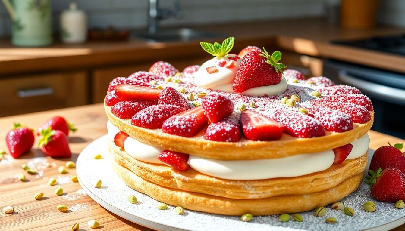 Charlotte fraises et pistache sans cuisson