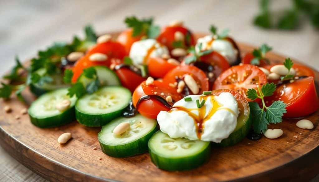 Tranches de concombre, tomates et fromage frais : recette savoureuse