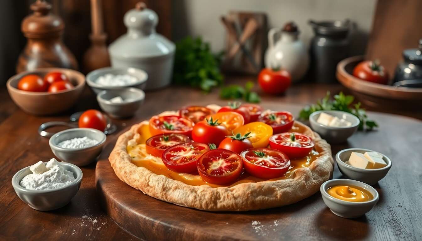 Tarte aux tomates fraîches et fromage frais ail fines herbes