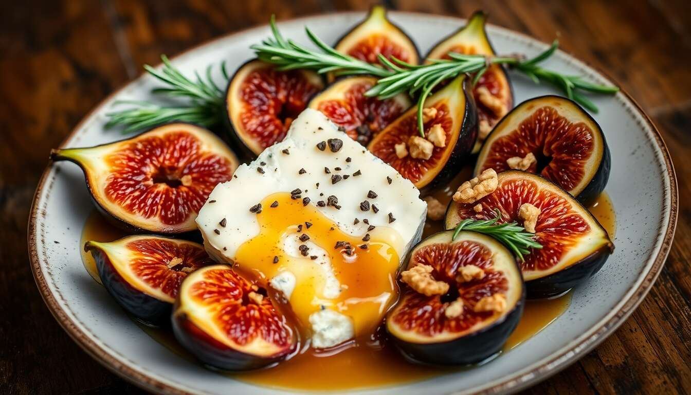 Figues Rôties au Bleu, miel et Romarin : recette Savoureuse