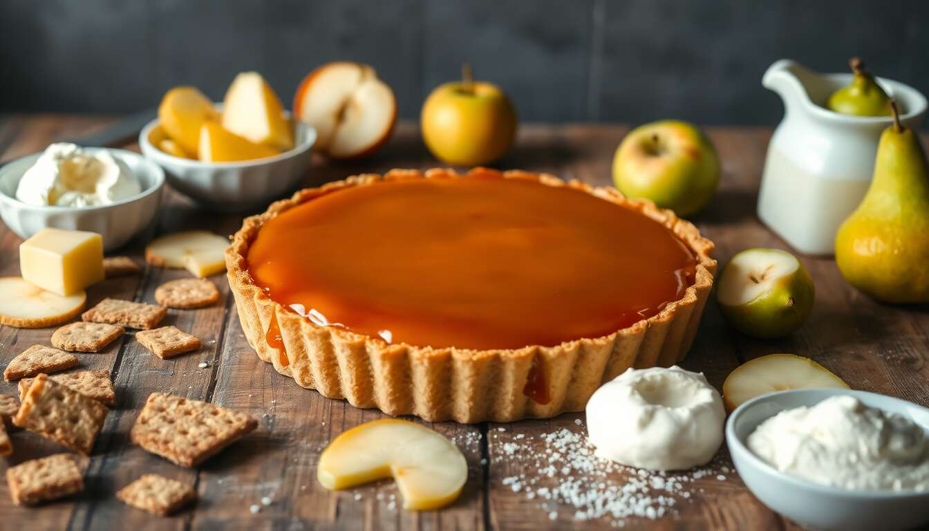 Tarte sans cuisson pommes poires caramel