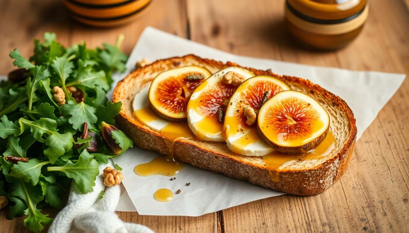 Tartine au chèvre chaud, figue et miel : délicieux et facile