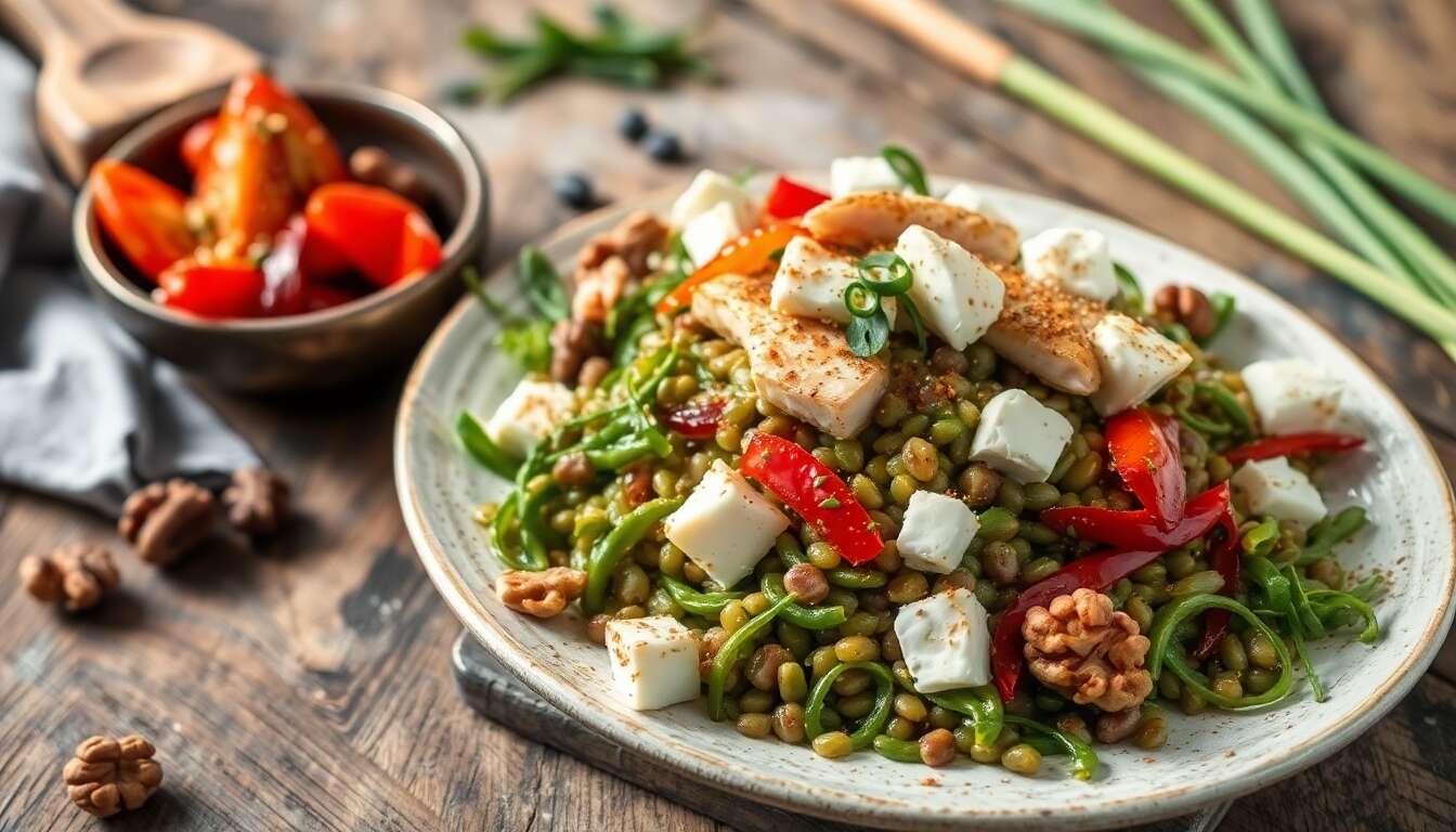 Salade d'automne au maquereau fumé et fromage frais : recette gourmande