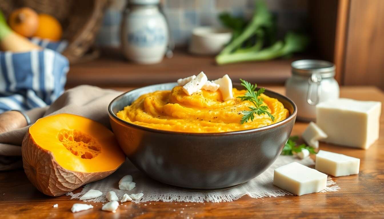 Purée céleri-potimarron au fromage frais : recette gourmande