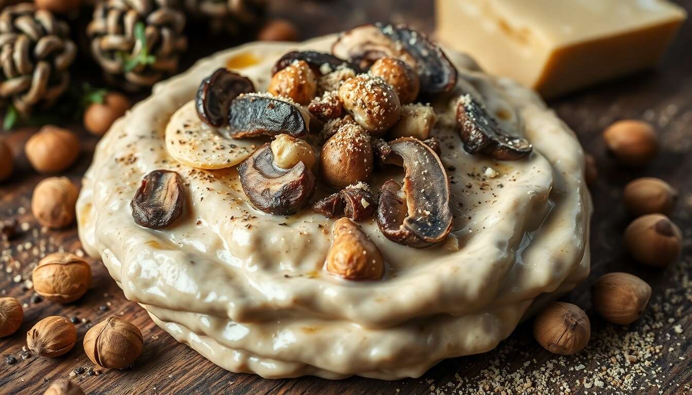 Crème de champignons, noisettes et fromage : recette gourmande