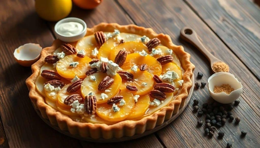 Recette de tarte poire, bleu et noix de pécan
