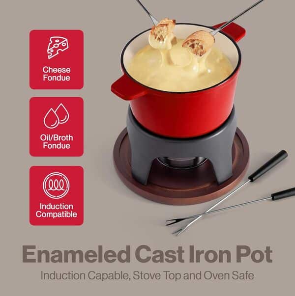 Swissmar Sierra Appareil a Fondue Pour 4 Personnes, 1.6L Fondue au Fromage, Fonte d'aluminium, Coffret Cadeau