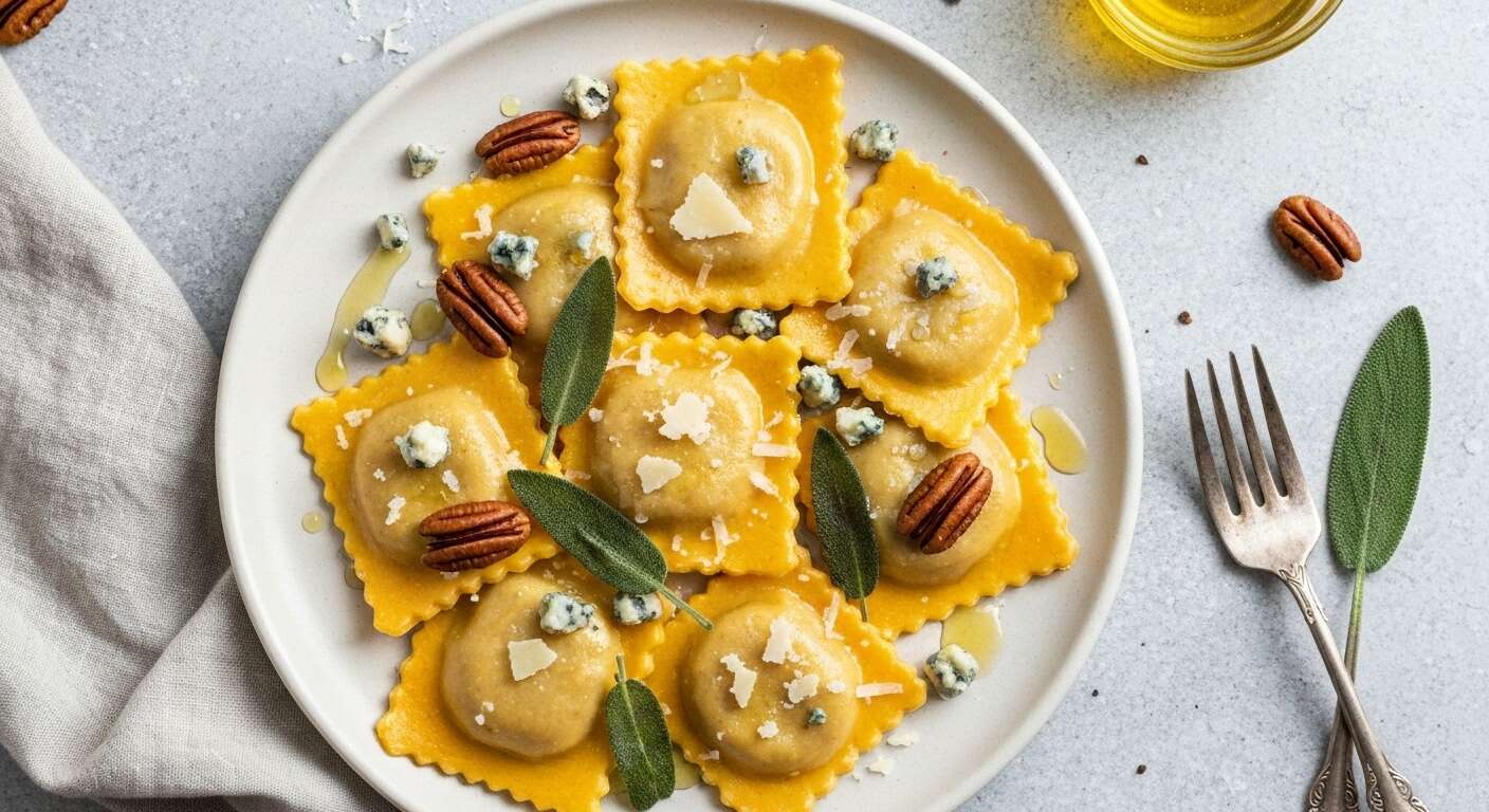Raviolis de potimarron et fromage bleu : recette gourmande