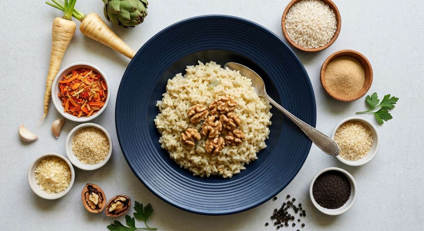 Risotto aux légumes anciens et noix du Périgord
