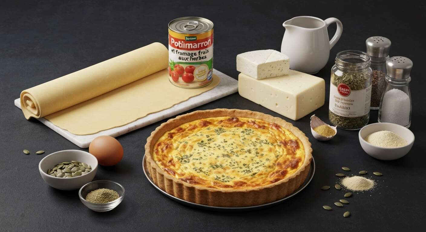 Recette de quiche au potimarron et fromage frais aux herbes