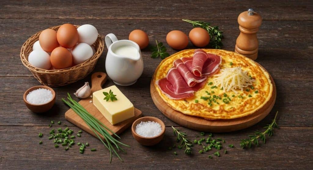 Omelette au Fromage et Jambon Cru : recette Savoureuse