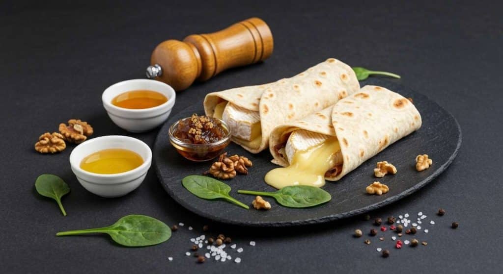 Wrap au camembert et oignons caramélisés : recette savoureuse