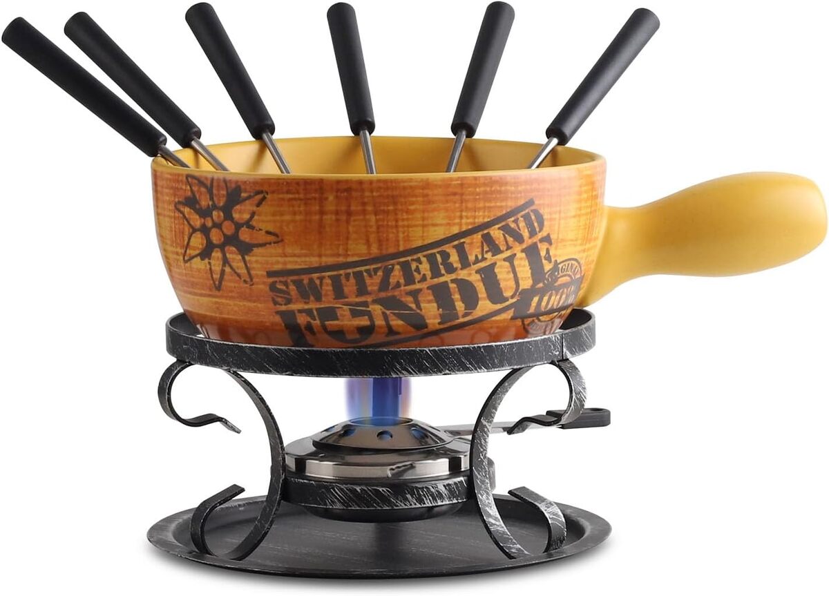 Test : artestia fondue set en céramique jaune vintage
