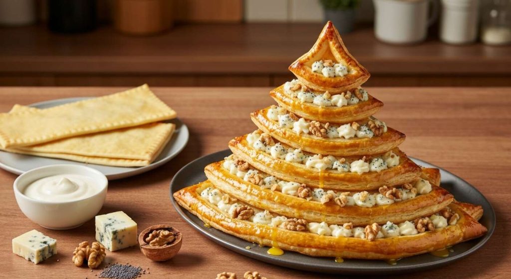 Sapin de Noël feuilleté au fromage bleu : la recette festive