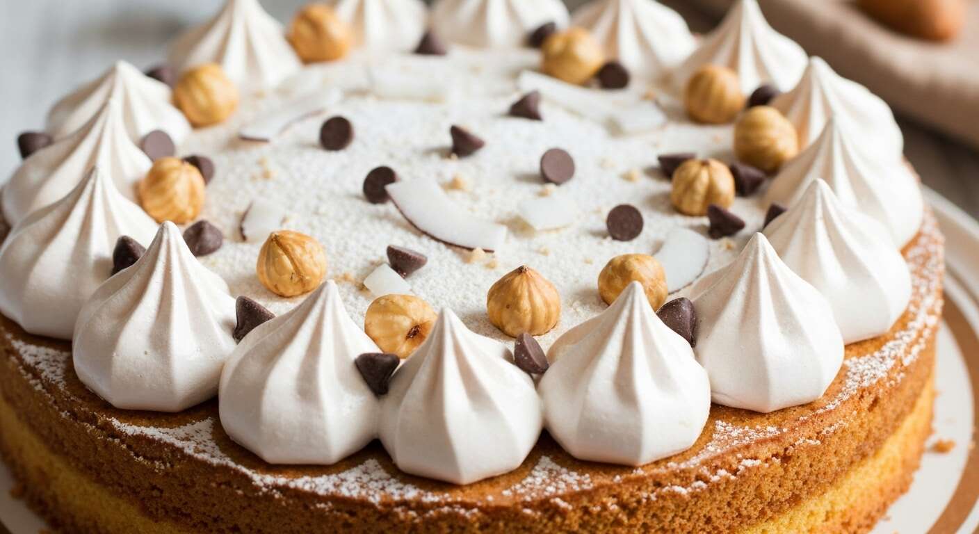 Gâteau de Noël Meringué : caramel et Noisettes