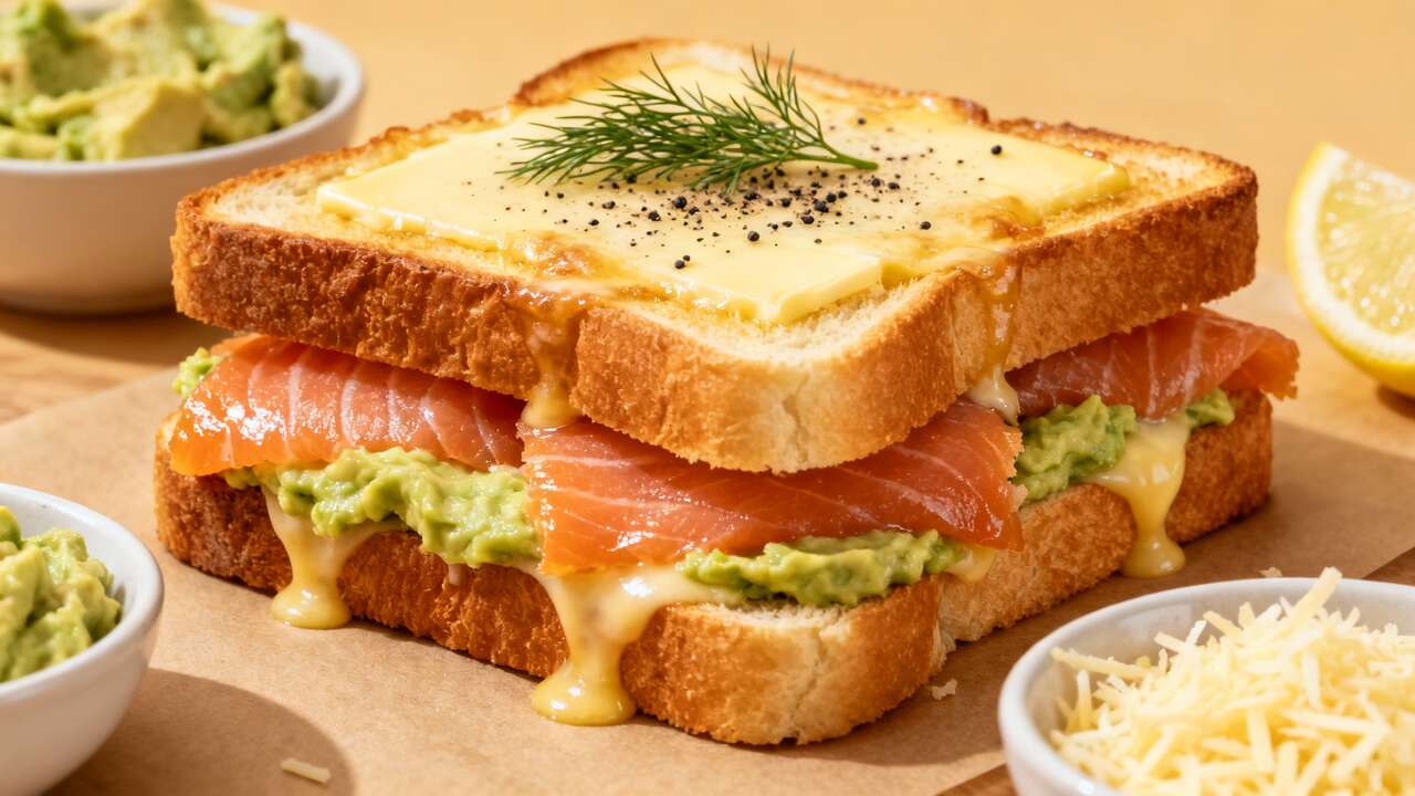 Croque-monsieur saumon fumé, avocat et fromage : recette gourmande