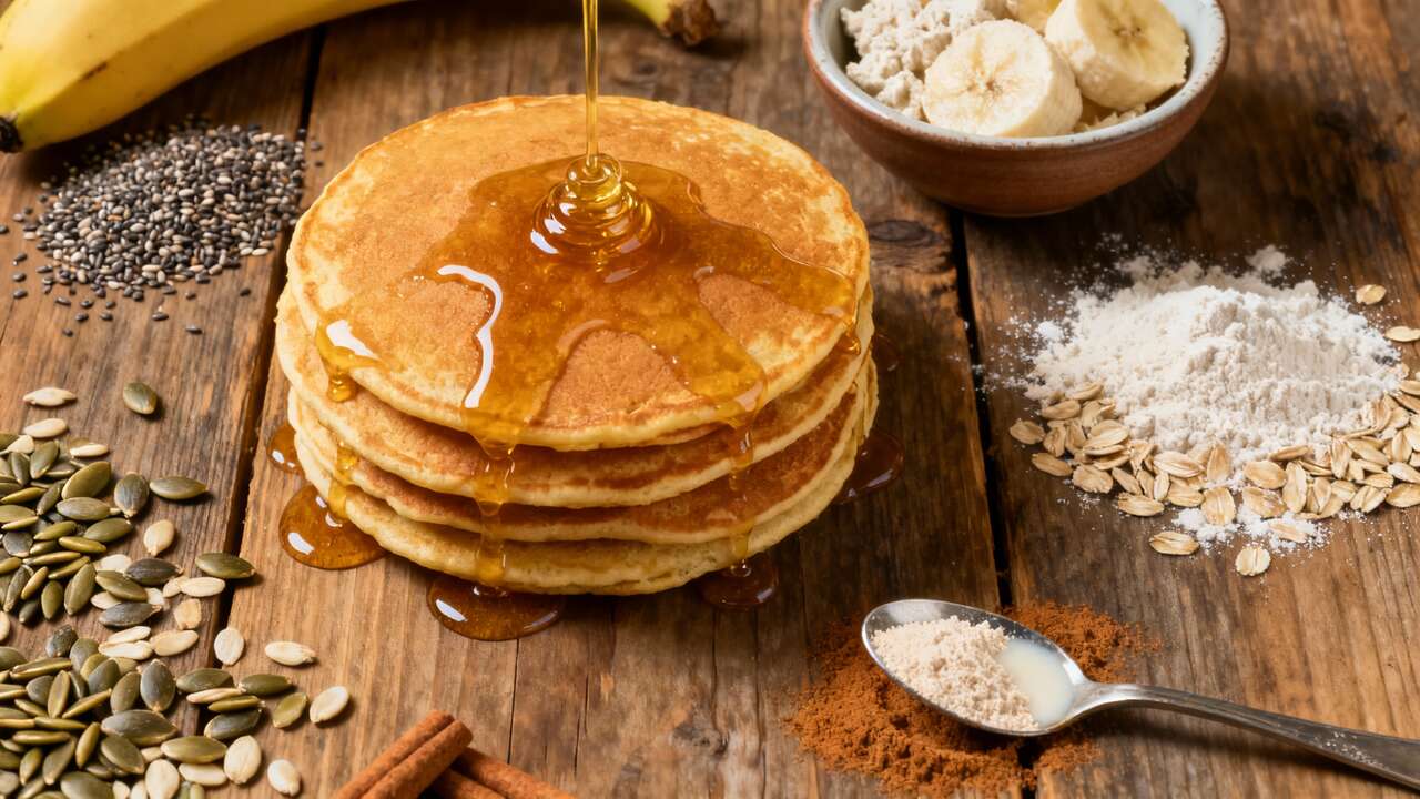 Pancakes healthy : graines, banane et miel