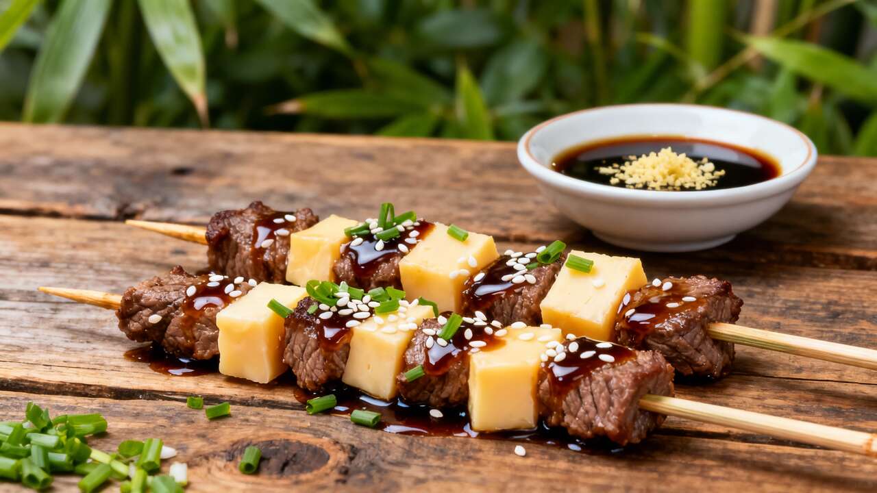 Brochette de bœuf au fromage façon Yakitori : la recette savoureuse