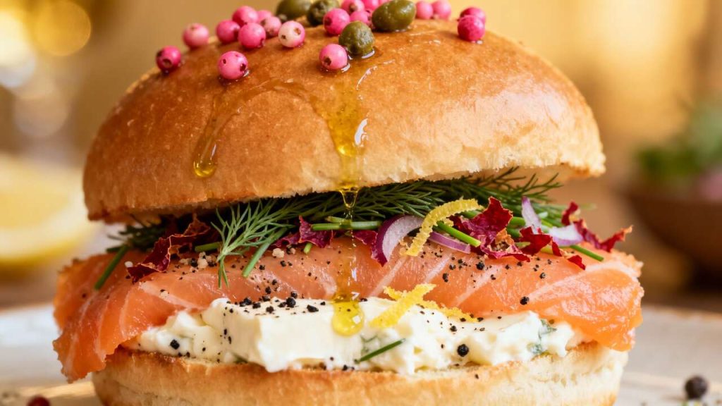 Recette Délicieuse : burger au Fromage et au Saumon Fumé