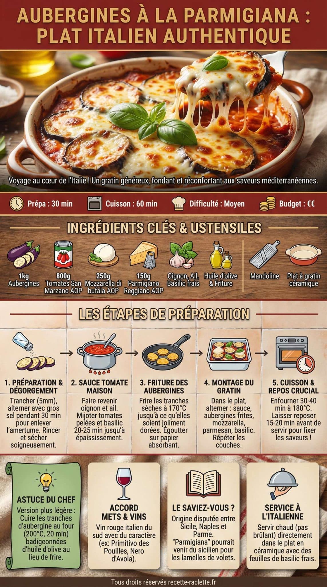 Infographie de la recette Recette d'Aubergines à la Parmigiana : un Plat Italien Authentique Infographie de la recette Recette d'Aubergines à la Parmigiana : un Plat Italien Authentique