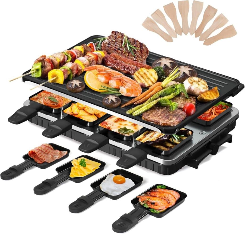 Test du gril à raclette 1300W 2-en-1 anti-adhésif sans fumée