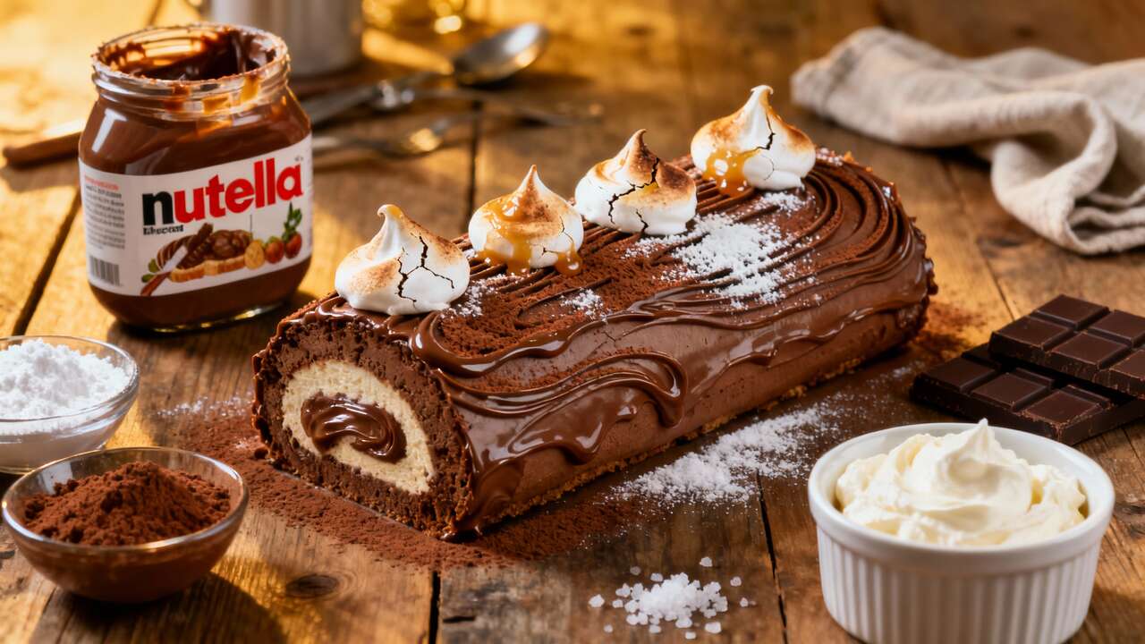 Bûche Nutella Chocolat Meringue : recette Savoureuse