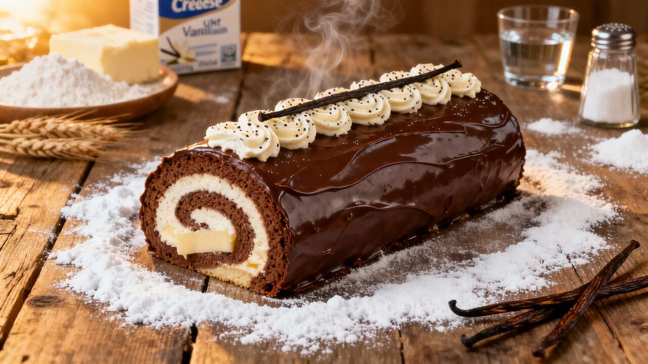 Bûche de Noël à la vanille et au fromage : recette gourmande