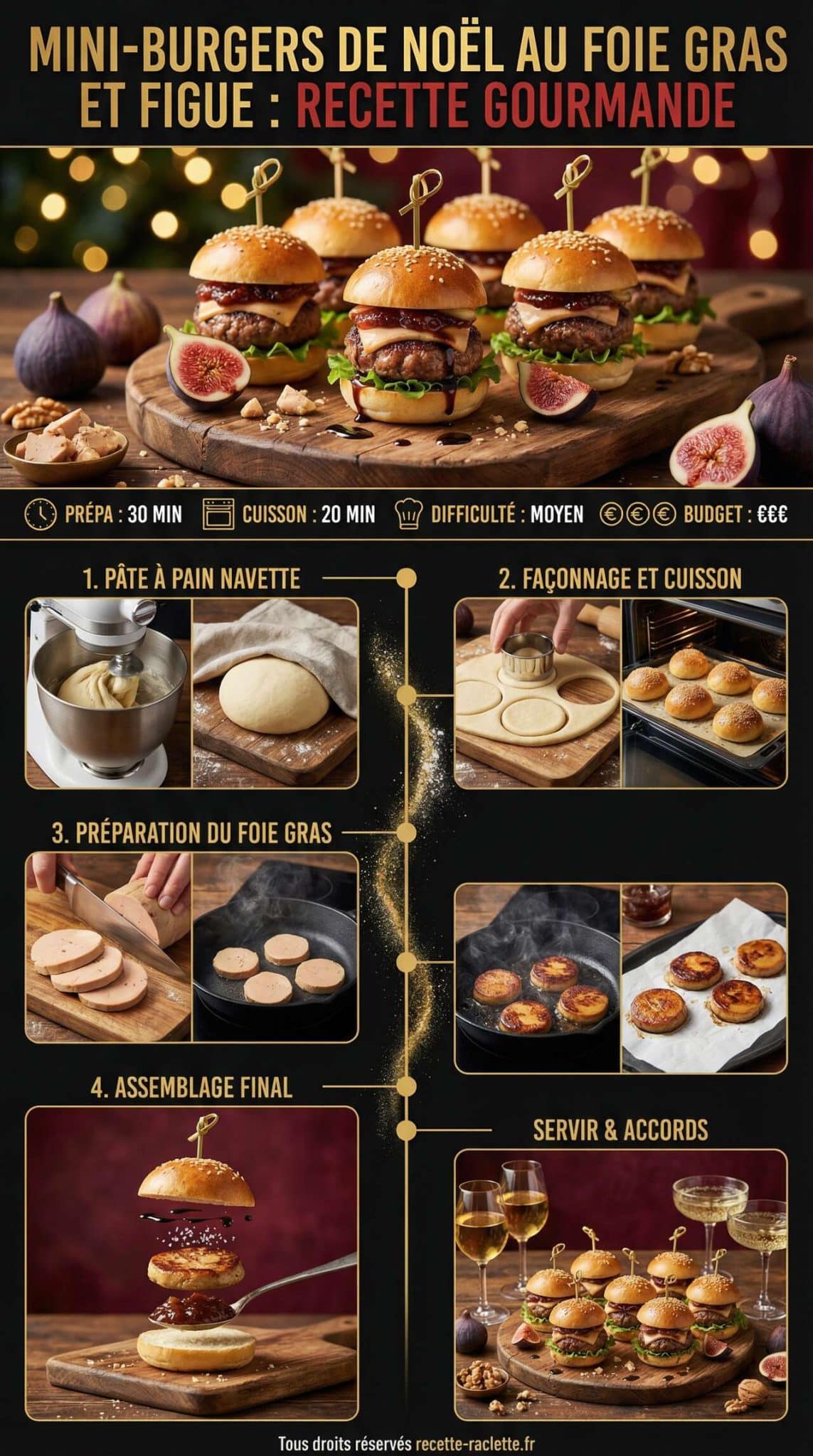 Fiche recette Mini-burgers de Noël au foie gras et figue : recette gourmande Fiche recette Mini-burgers de Noël au foie gras et figue : recette gourmande