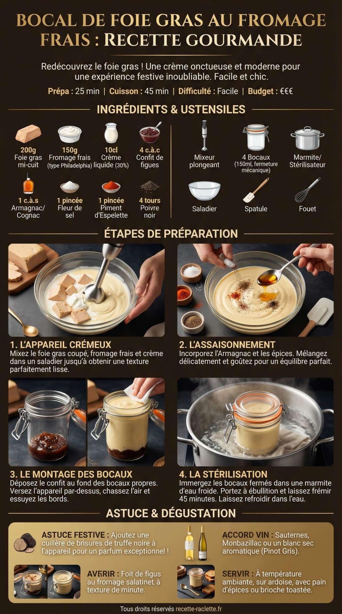 Fiche recette Bocal de foie gras au fromage frais : recette gourmande Fiche recette Bocal de foie gras au fromage frais : recette gourmande