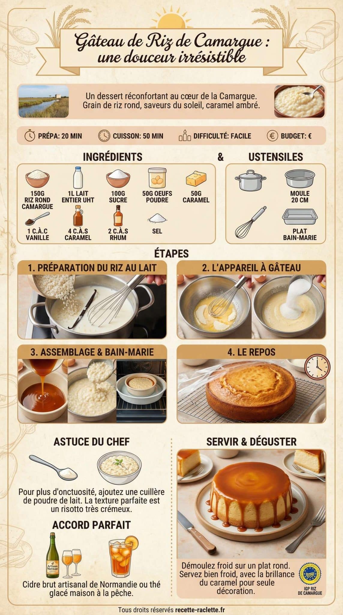 Fiche recette Recette du g&acirc;teau de riz de Camargue : une douceur irr&eacute;sistible