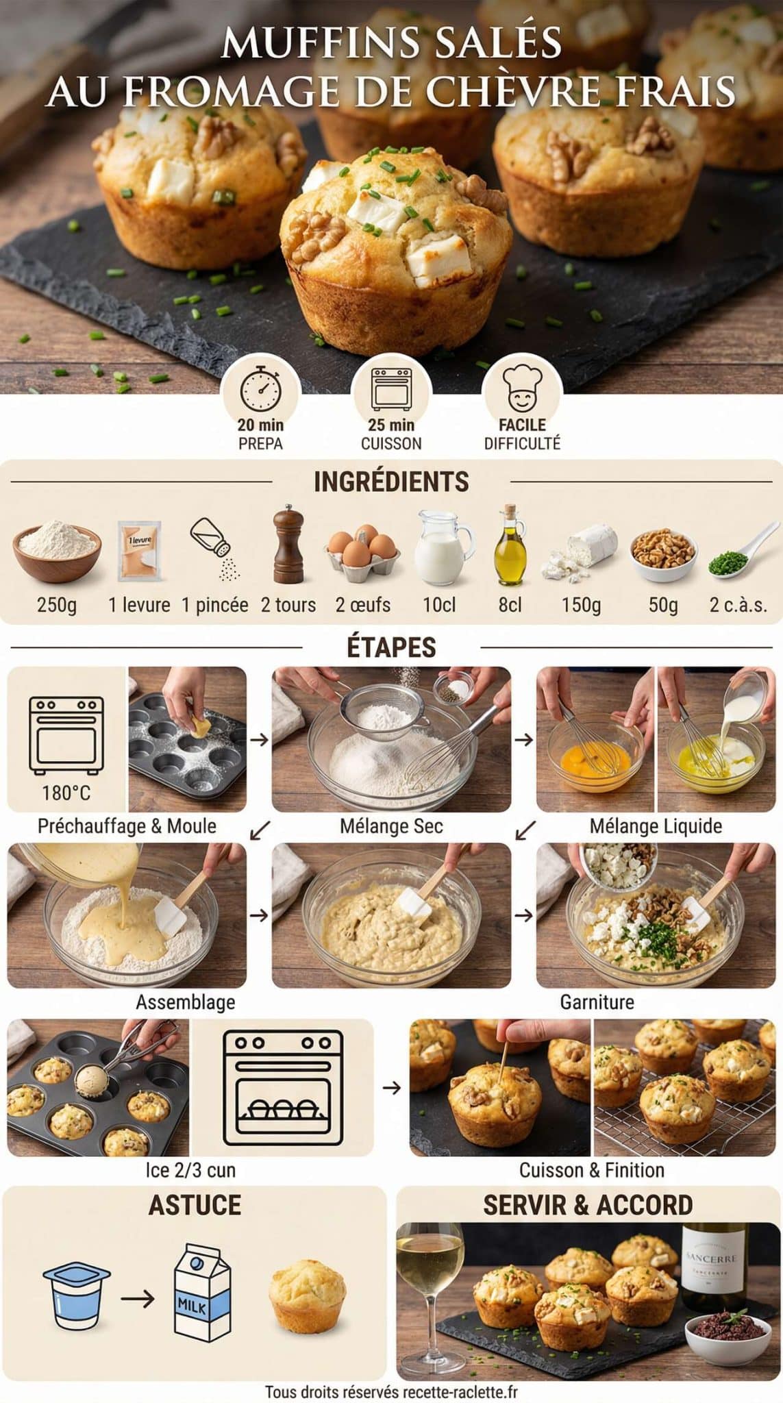 Fiche recette Muffins Sal&eacute;s au Fromage de Ch&egrave;vre Frais