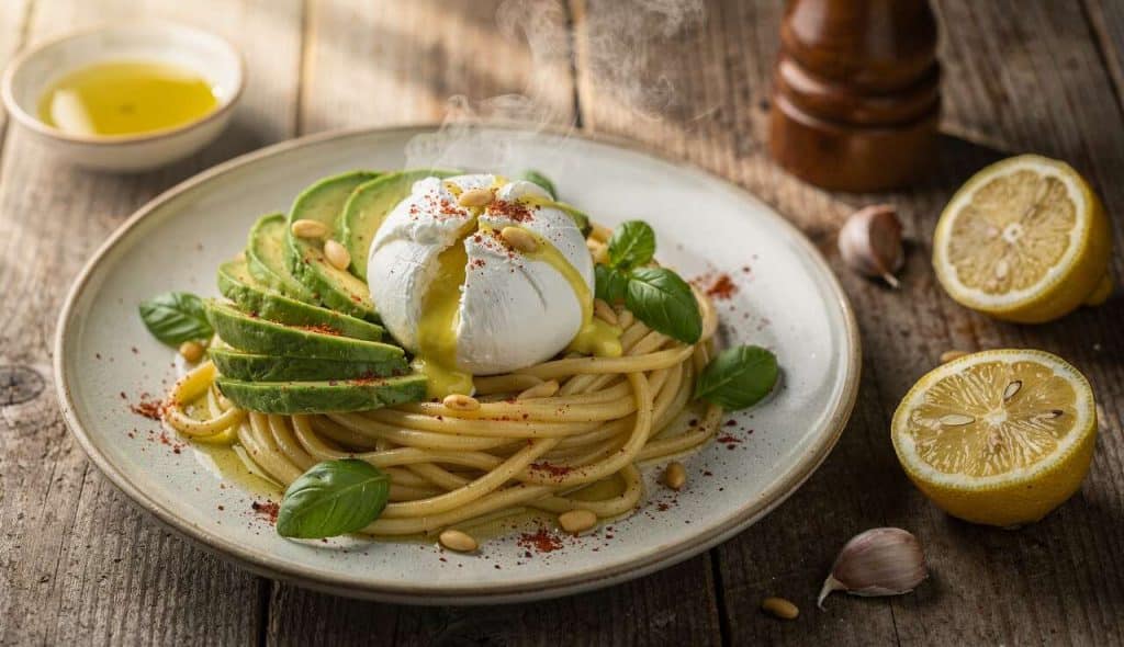 Linguine à l'avocat et burrata : recette crémeuse et gourmande